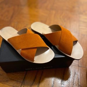 Top Shop Suede Deep Orange Slide Sandal - Size 40 (9M)